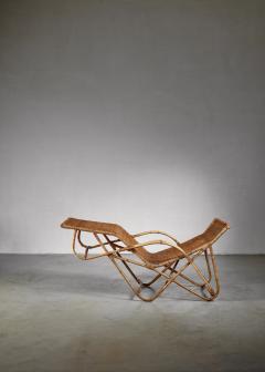 Bamboo and cane adjustable chaise 1950s - 818559