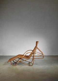 Bamboo and cane adjustable chaise 1950s - 818560