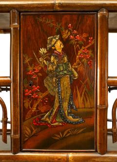 Bamboo and rosewood lacquered panel etagere - 709776