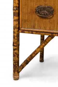 Bamboo and woven rattan veneer 3 drawer chest of drawers - 4670080