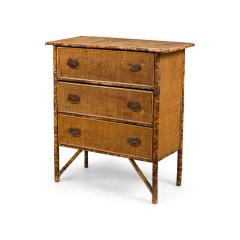 Bamboo and woven rattan veneer 3 drawer chest of drawers - 4734399