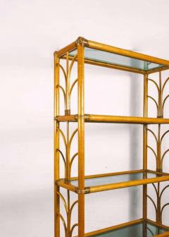Bamboo bookcase with glass shelves 1980s - 3360062