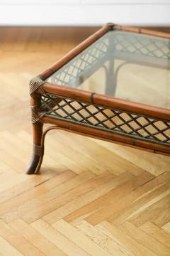 Bamboo coffee table with glass top 1980 - 3357672
