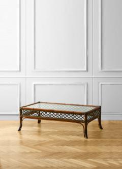 Bamboo coffee table with glass top 1980 - 3383308