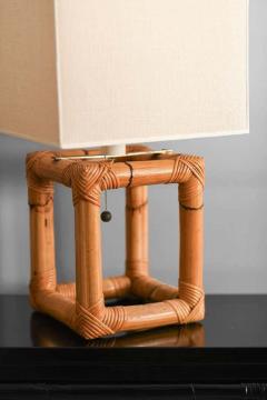 Bamboo lamp from 1980s complete with fabric lampshade  - 3359333