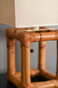 Bamboo lamp from 1980s complete with fabric lampshade  - 3359335
