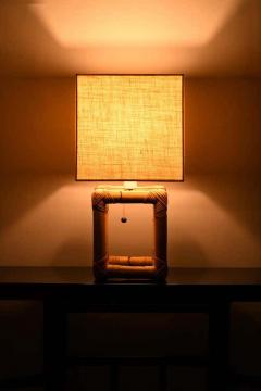 Bamboo lamp from 1980s complete with fabric lampshade  - 3359338