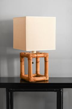 Bamboo lamp from 1980s complete with fabric lampshade  - 3382044