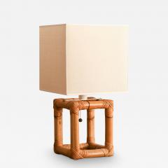 Bamboo lamp from 1980s complete with fabric lampshade  - 3395630