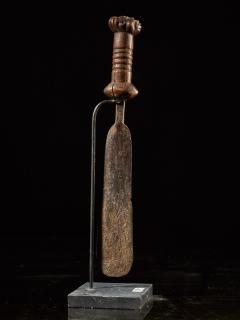 Bamileke People Cameroon Forged Knife with Carved Wooden Head - 2209813