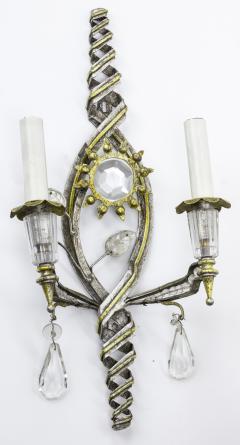 Banci Banci Firenze superb pair of gold and silver leaf pearly sconces - 864696