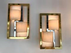 Banci Firenze Pair of Sconces Brass and Chrome by Banci Italy 1980s - 671080