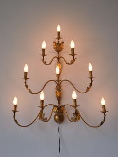 Banci Large 10 Arm Gilded Wall Light by Banci Firenze Italy 1960s - 3355814