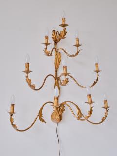 Banci Large 10 Arm Gilded Wall Light by Banci Firenze Italy 1960s - 3355815