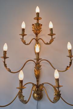 Banci Large 10 Arm Gilded Wall Light by Banci Firenze Italy 1960s - 3355817