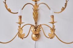 Banci Large 10 Arm Gilded Wall Light by Banci Firenze Italy 1960s - 3355818