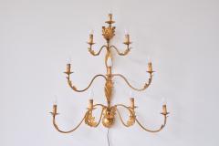 Banci Large 10 Arm Gilded Wall Light by Banci Firenze Italy 1960s - 3355822