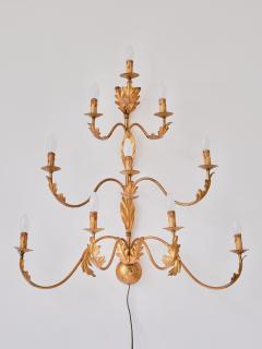 Banci Large 10 Arm Gilded Wall Light by Banci Firenze Italy 1960s - 3355823