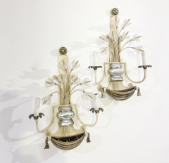 Banci Pair of Silver Wrought Iron And Glass Wall Lights by Banci Italy 1940s - 3557751