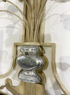 Banci Pair of Silver Wrought Iron And Glass Wall Lights by Banci Italy 1940s - 3557754