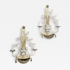 Banci Pair of Silver Wrought Iron And Glass Wall Lights by Banci Italy 1940s - 3560896