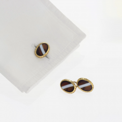 Banded Agate and Gold Cuff Links - 2626654