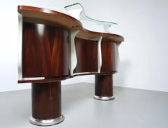 Bar and Serving Cabinet and two Stools in Rosewood and Glass Italy 1960 - 3462036