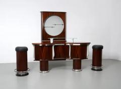 Bar and Serving Cabinet and two Stools in Rosewood and Glass Italy 1960 - 3462161