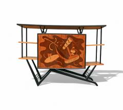 Bar in Three Woods Party Motif Marquetry Unknown 1950s Lot 230 - 4356294
