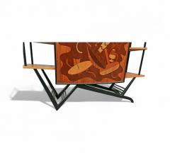 Bar in Three Woods Party Motif Marquetry Unknown 1950s Lot 230 - 4356296