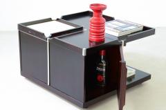 Bar table in lacquered wood with door and drawers tray top with polished metal - 3335912