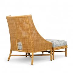 Barbara Barry Barbara Barry for McGuire Caned Lounge Chairs Pair and Ottoman - 4342045