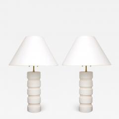 Barbara Billoud Bespoke Pair of French Cylindrical Ceramic Lamps - 3241271