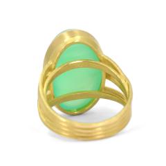 Barbara Heinrich Chrysoprase Oval Cabochon One of a Kind Gold Ribbon Ring Barbara Heinrich 2024 - 4706431