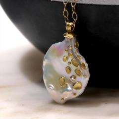Barbara Heinrich Jumbo Iridescent Baroque Pearl Diamond Gold Necklace Barbara Heinrich 2025 - 4711224