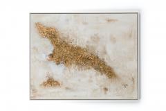 Barbara Kiskovski Abstract Mixed Media Gold Textural Painting on Canvas - 4514543