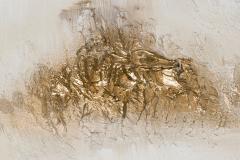 Barbara Kiskovski Abstract Mixed Media Gold Textural Painting on Canvas - 4514547