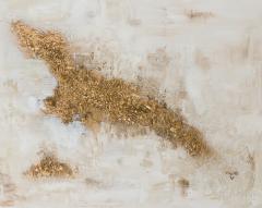 Barbara Kiskovski Abstract Mixed Media Gold Textural Painting on Canvas - 4528844