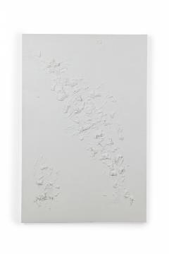 Barbara Kiskovski Abstract Mixed Media White Textural Painting on Canvas - 4514538