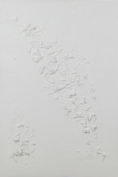 Barbara Kiskovski Abstract Mixed Media White Textural Painting on Canvas - 4528840