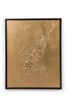 Barbara Kiskovski Framed Mixed Media Gold Textural Abstract Painting - 4514561