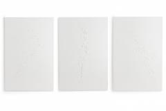 Barbara Kiskovski Triptych of White Textural Paintings on Canvas - 4528836