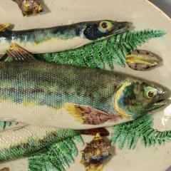 Barbizet French Palissy Majolica Platter with Fish - 3477735