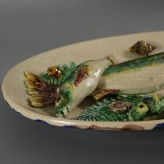 Barbizet French Palissy Majolica Platter with Fish - 3477739