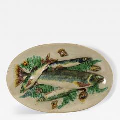 Barbizet French Palissy Majolica Platter with Fish - 3479225