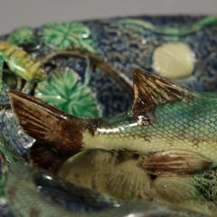 Barbizet Palissy Majolica Platter With Fish - 3557254