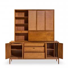 Barney Flagg Barney Flagg for Drexel Parallel Mid Century Walnut and Cane Credenza and Hutch - 4524024