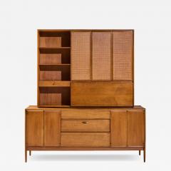 Barney Flagg Barney Flagg for Drexel Parallel Mid Century Walnut and Cane Credenza and Hutch - 4526420