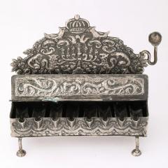 Baroque 19th Century Hand Worked Repouss Sterling Oil Lamp Footed Menorah - 4720055
