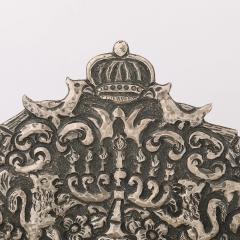 Baroque 19th Century Hand Worked Repouss Sterling Oil Lamp Footed Menorah - 4720056